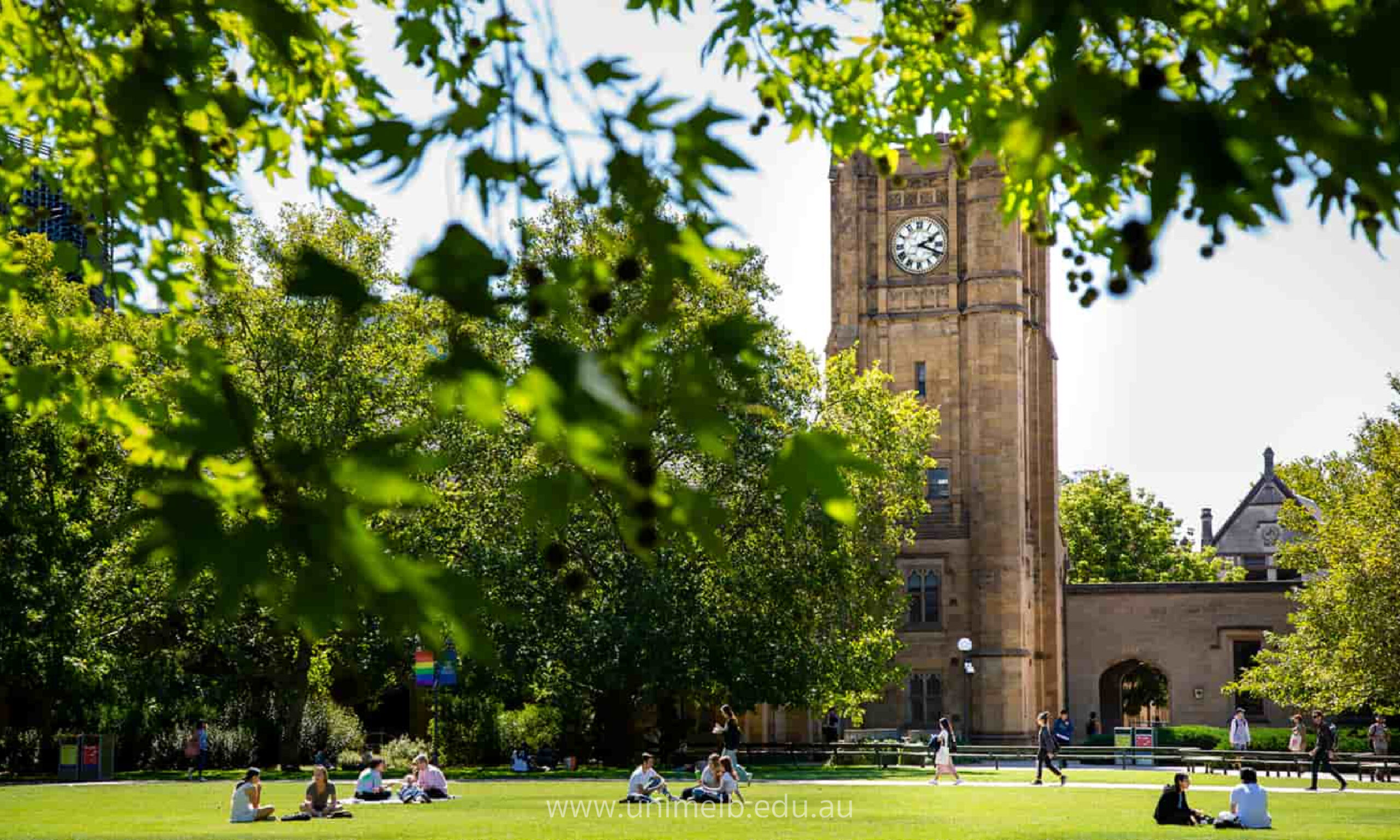 The University of Melbourne with a green field